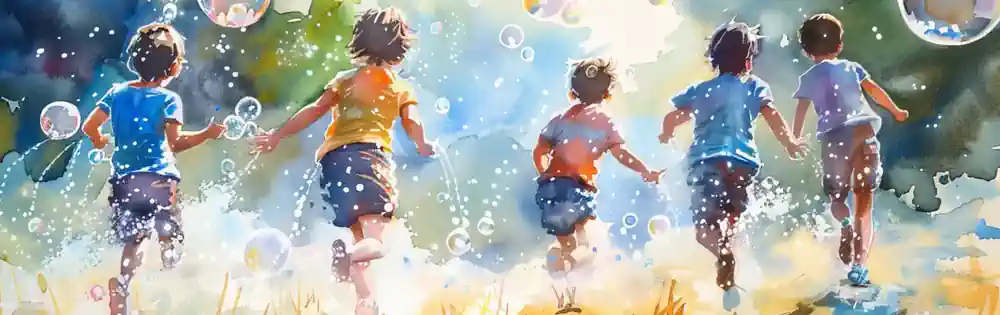 kinder-spielen-im-ferienlager-in-deutschland-mit-Seifenblasen