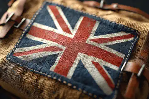 language-camps die englische Flagge auf einem Language Camp Rucksack gelabelt