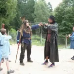 eine Begegnung zwischen Indianer und weiße Siedler