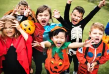 herbst-halloween wir Kinder haben uns verkleidet zur Halloween Party